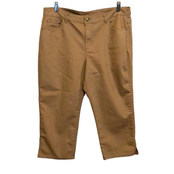 Jaclyn Smith Tan stretch Denim Capri Jeans Woman Size 16 Cropped Y2K - Picture 1 of 6